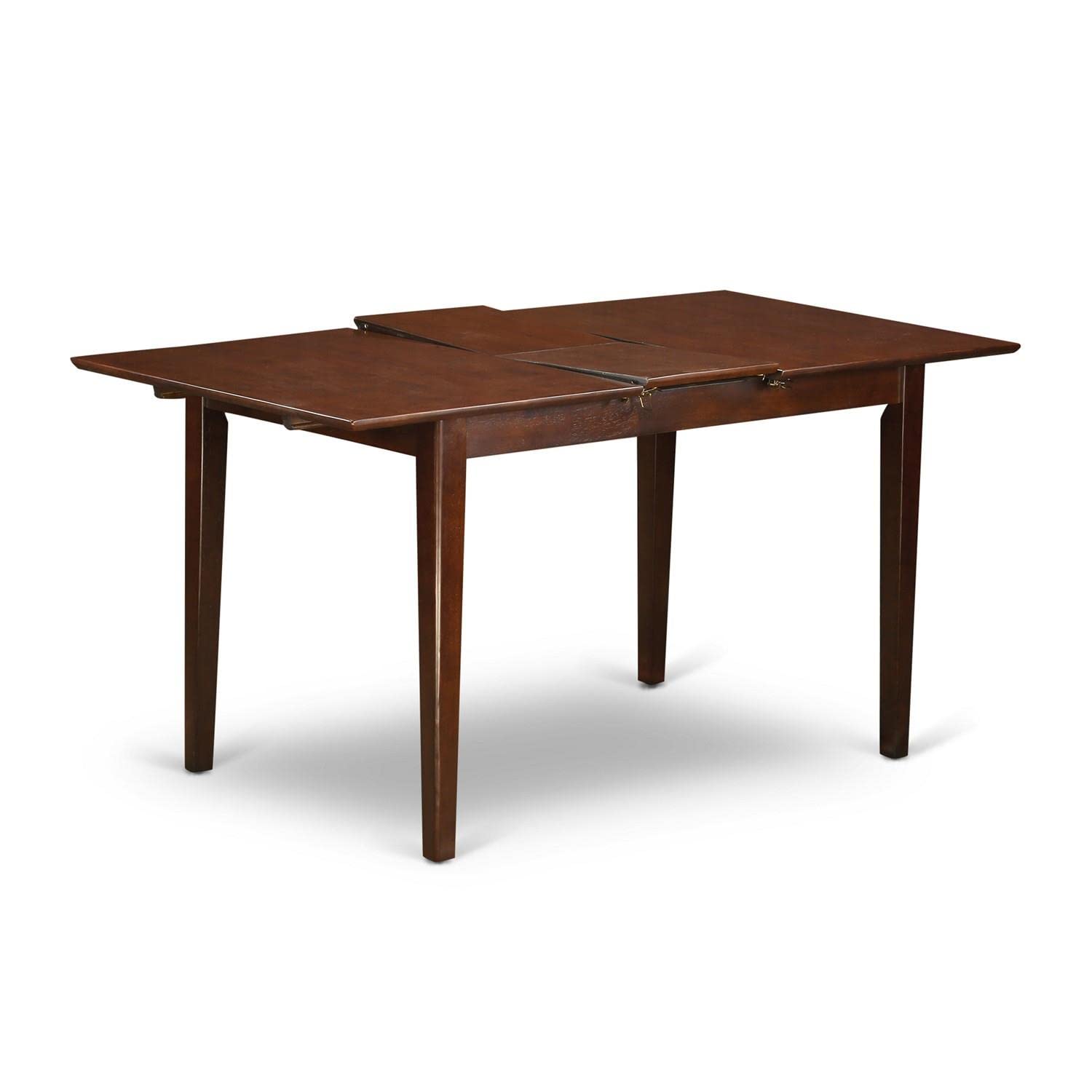 East West Furniture Psab3-Mah-72 3 Piece Kitchen Table Set Contains A Rectangle Dining Room Table With Butterfly Leaf And 2 Firebrick Red Faux Leather Parson Chairs, 32X60 Inch, Mahogany